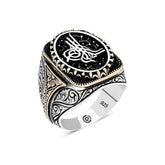 Silver Tugra Oval Men's Ring